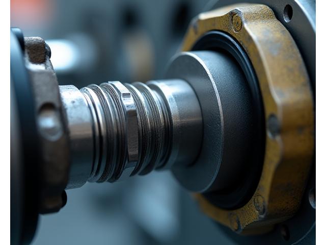 Detailaufnahme einer präzise gefertigten Baumaschinenkomponente